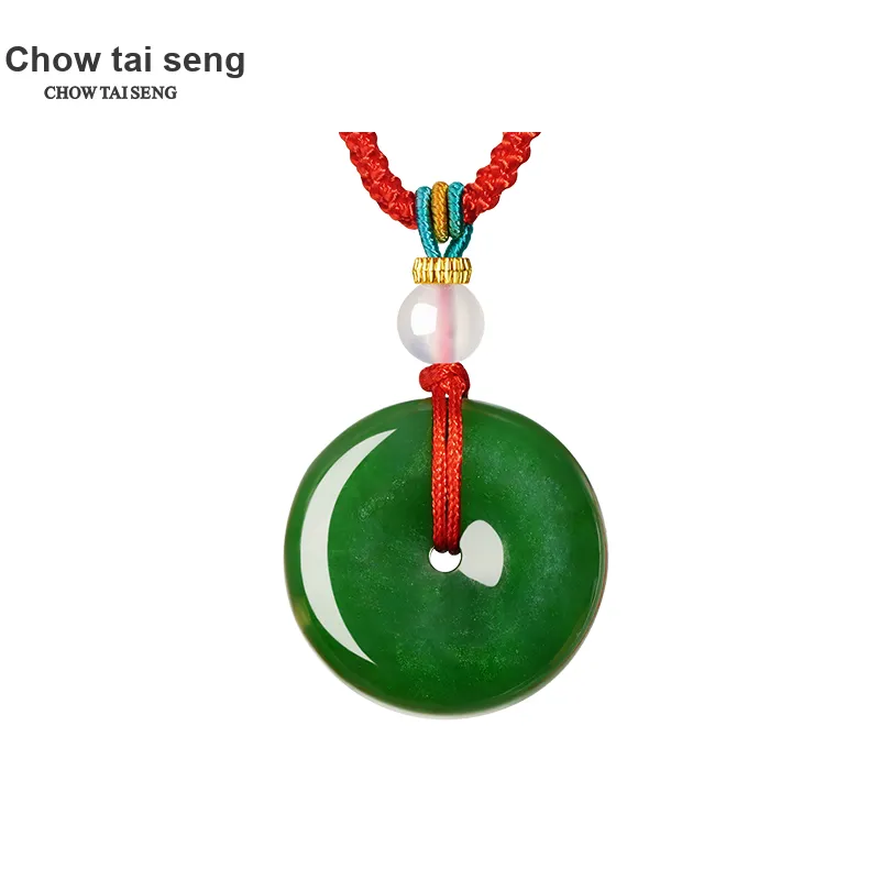 CHOW TAI SENG Peace Buckle Hetian Jade Necklace Pendant Jasper Unisex-3