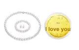 Freshwater Pearl Three-Piece Set Gift Box Set[& Mom I Love You Solid Gold Ring]