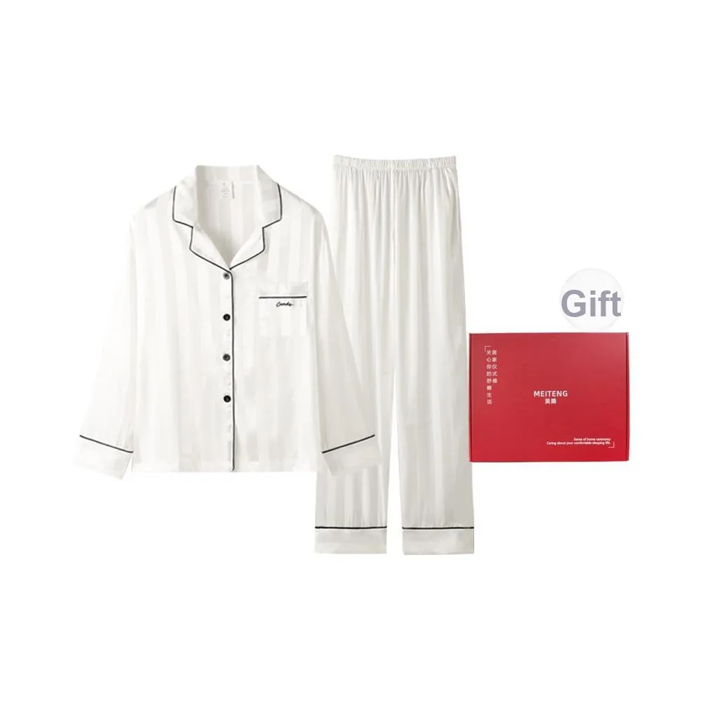 MEITENG Pajama Set Spring And Fall Season Women's White