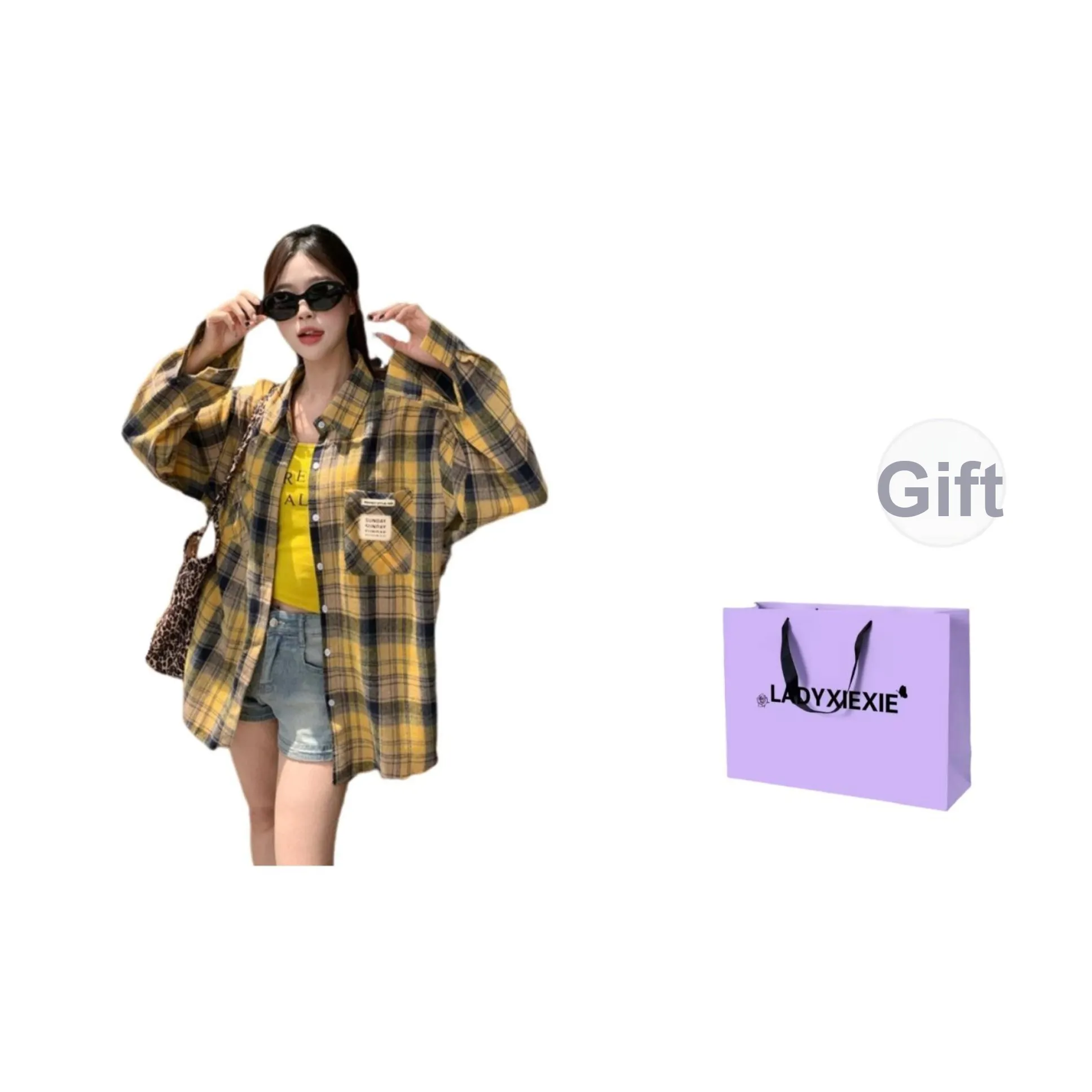 LADYXIEXIE Желтые Женские Рубашки