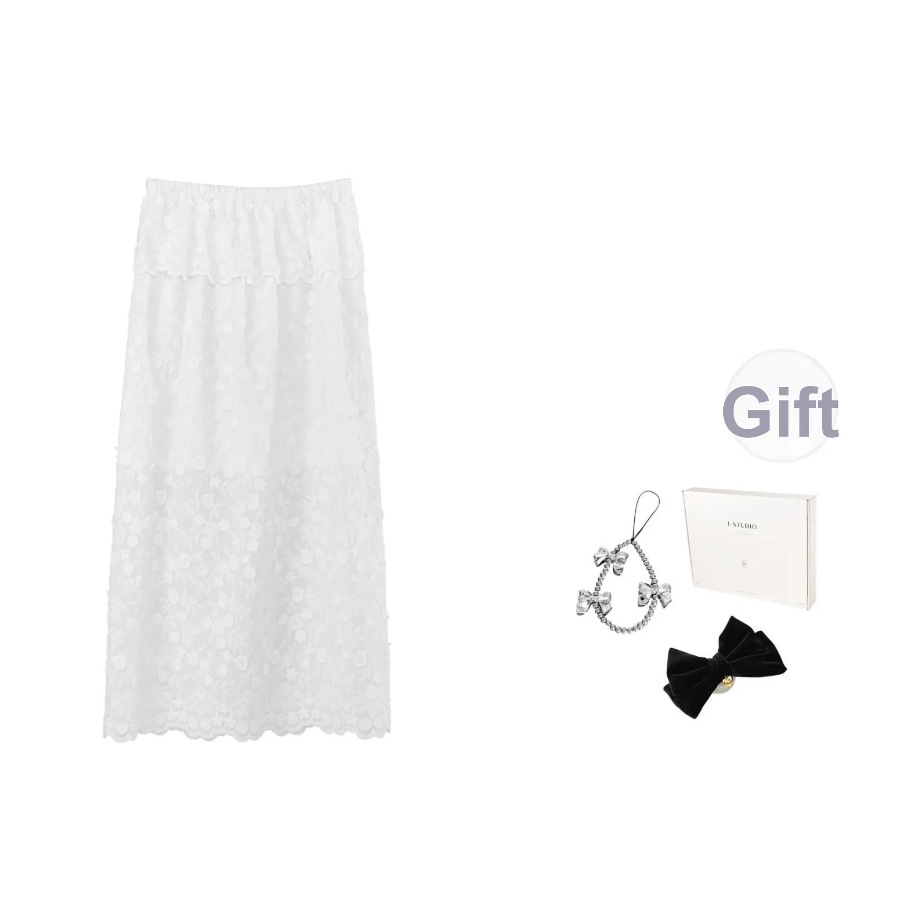 Fstudio Корейский стиль 100% хлопок Кружево Пэчворк Вышивка Полу-длина Повседневный Длинный Юбка Женские