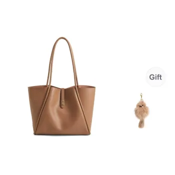 COCOEVA Cow Leather Large Capacity Commute Tote Shoulder Bag Regular Women's Light Milk Tea/Black