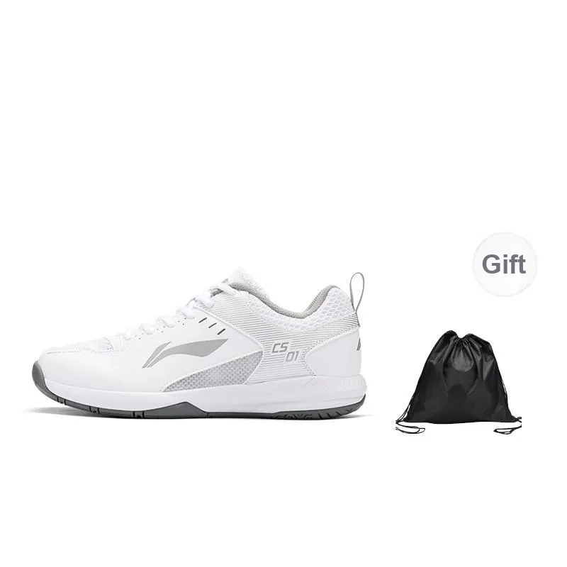 LiNing Feather Cushioning, Abrasion Resistant, Breathable, Lightweight Low Top Badminton Shoes Unisex White Silver-10