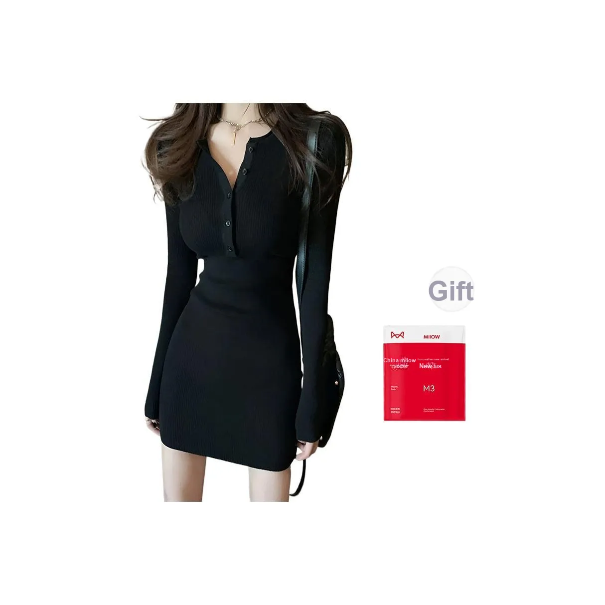 MIIOW Длинное платье с длинными рукавами для женщин