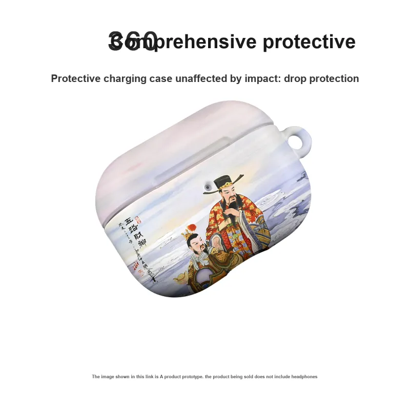 Keshami Compatible With Apple AirPods Pro 2/AirPods 4/3 PC Matte Hard Shell Five Gods Of Wealth Headphone Cases-2
