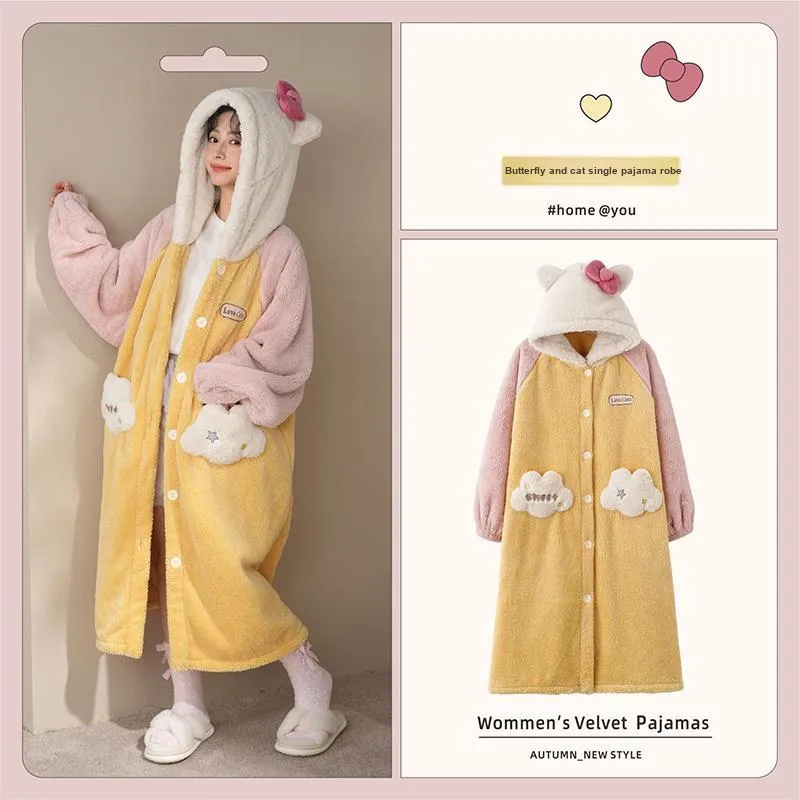 MIOJUER Pajama Robe Women's Yellow-1