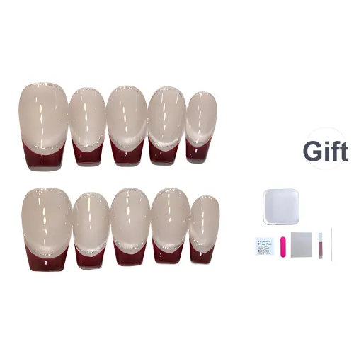 A Few More Cute Минималистичный Кошачий глаз Лак для ногтей Вино Красный с Съемными Искусственными Ногтями Короткий ЛАДДЕР Красный Телесный Французский