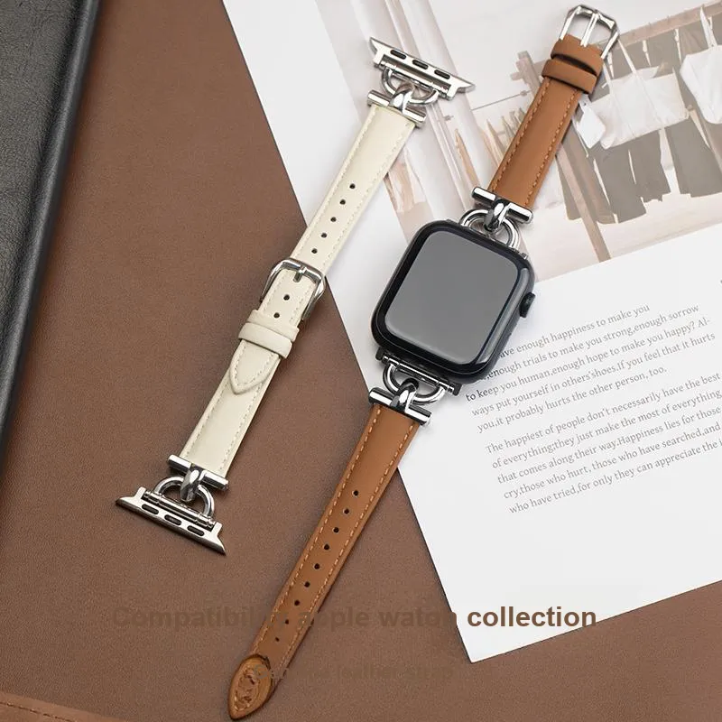 FUDIEN Apple Compatibility Watch Band 200mm Cowhide Leather Material-1