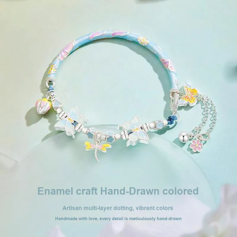 TUTAE 999 Fine Silver Sterling Silver Bracelets Women's Pink-5