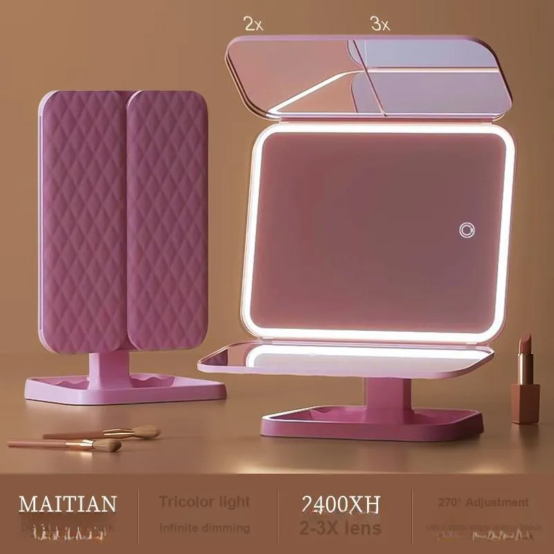 XIANLVE Three Foldable Rotatable LED Mirror Make up Tools Beauty Enhancement, Fill Light, Portable, HD-3
