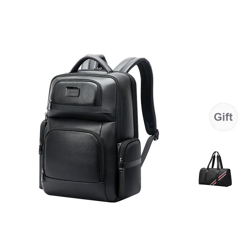 BOPAI Cow Leather With Fabric Backpack Handbag Regular Men's Black-5