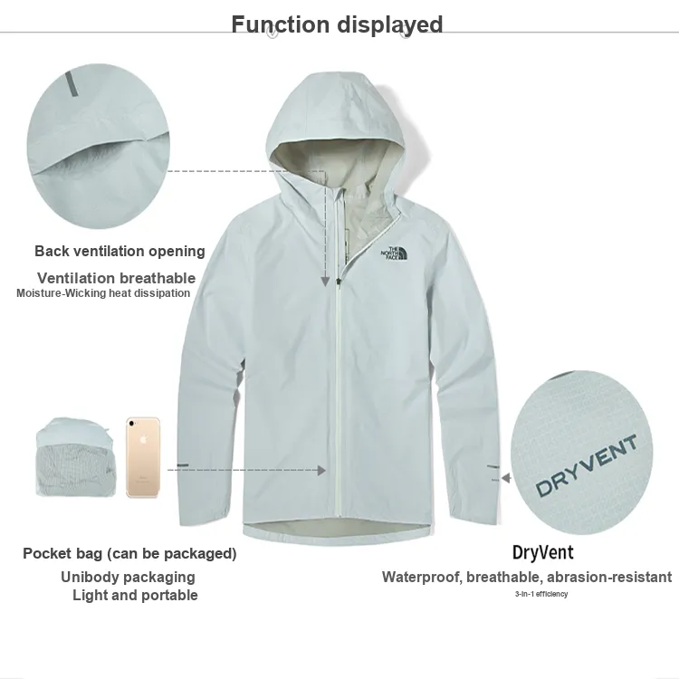 THE NORTH FACE Outdoor Hiking Waterproof, Windproof, And Breathable Windbreaker Jacket Men's White-5