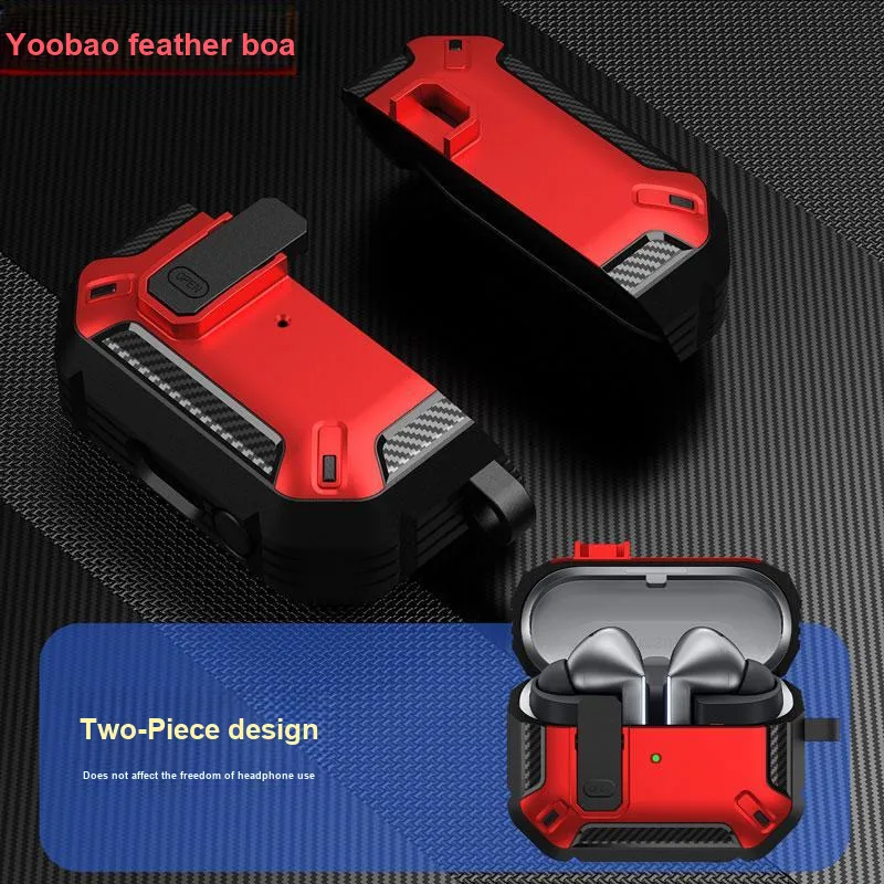 Yoobao Compatibility With Samsung Galaxy Buds3/3 Pro Lock Design, Impact Resistant, With Hooks Headphone Cases-5