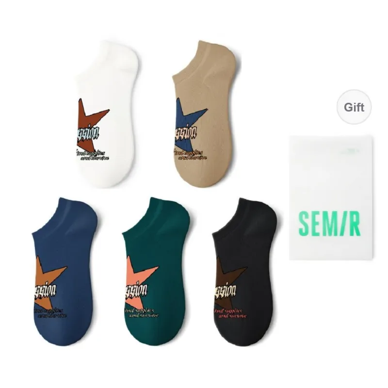 SEM/R Ankle Socks Unisex 5 Pack-12