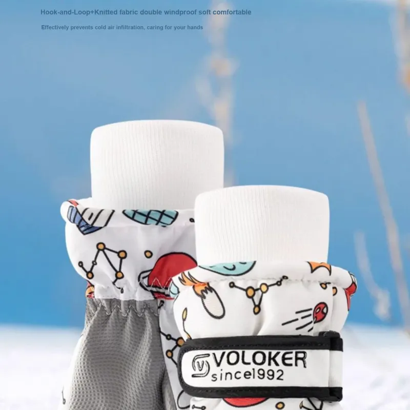 GOLOVEJOY Ski Gloves Warm Breathable Wear Resistant Windproof And Waterproof Gloves Kids'-3