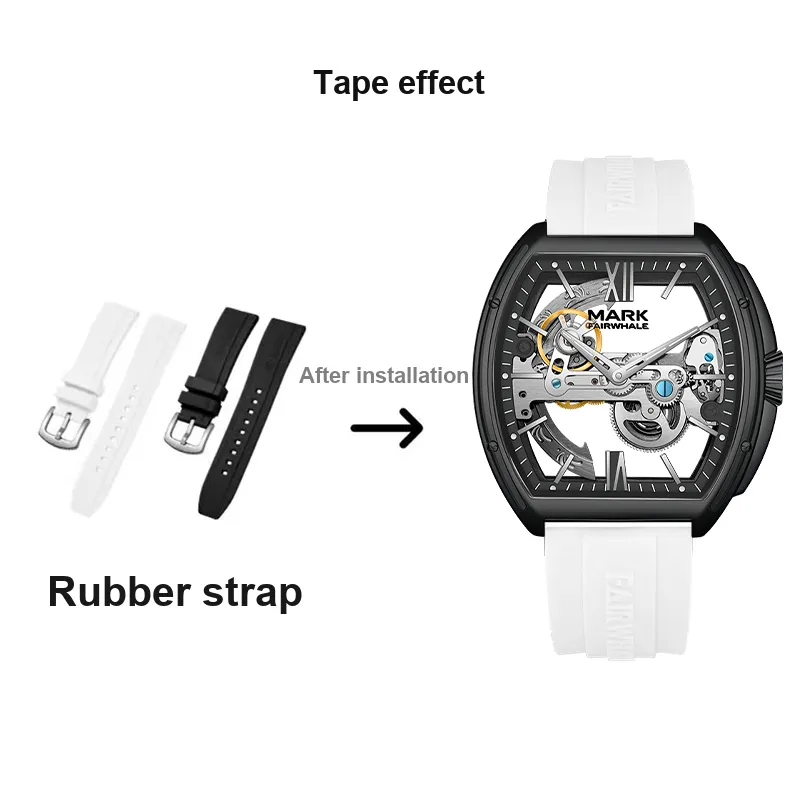 FAIRWHALE Automatic Mechanical Movement Metal Strap Watch Men's Watches White Dial-22