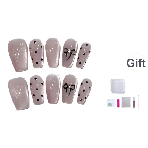 JIDUOMENG [Бабочка Гороховый узор] Hepburn Стиль Гороховый узор Бант False Nail Короткий LADDER Светло-фиолетовый