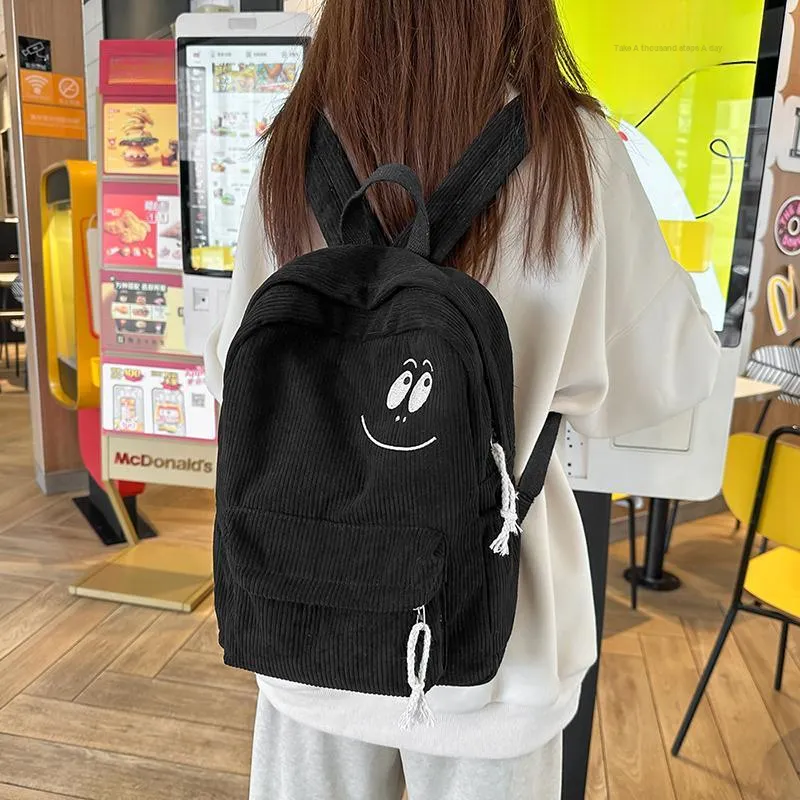 BUBM Corduroy Backpack Regular Unisex Black/White/Brown/Green-7