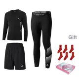 Black Fleece-Lined Long-Sleeved Shirt+Black Fleece-Lined Pants+Black Shorts+Socks Random 2 Pack+Box