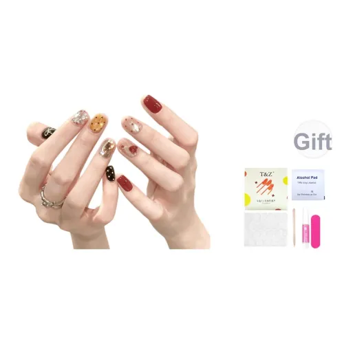 T Z Лето Пузырьки Вода AB Позиционирование Стиль Премиум Feel False Nail Овал Укороченный Дофамин Jump Цвет Блестки