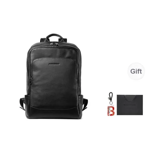 Sharkborough Genuine Leather Top Grain Calfskin Backpack Medium Size Men's Black