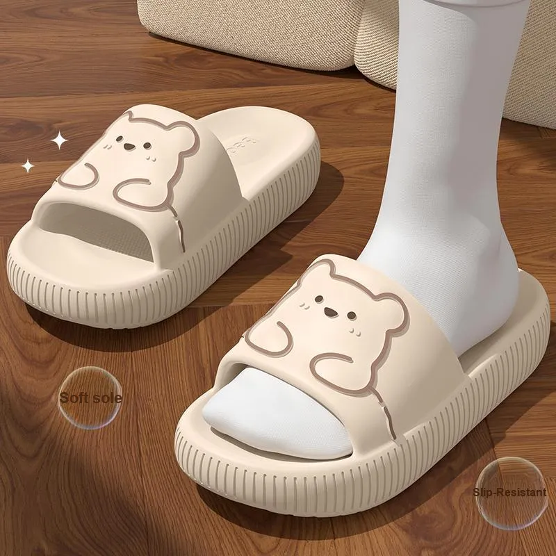 LUNNIFEIYA Cute Bear Slippers Summer Outerwear Platform Squashy And Bouncy Feeling EVA Slip Resistant Seaside Sandals-8