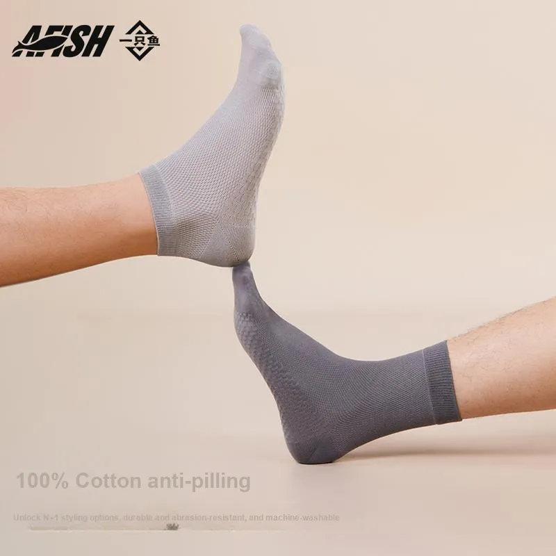 AFISH Mid Calf Socks Men's 5 Pack Shopping Bag-6