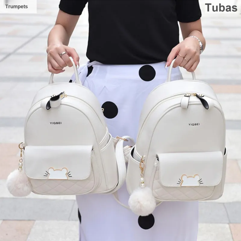 COLINS KEIRS PU 3D Effect Minimalist Style Cute University Student Backpack Commute Backpack Regular Women's White-1
