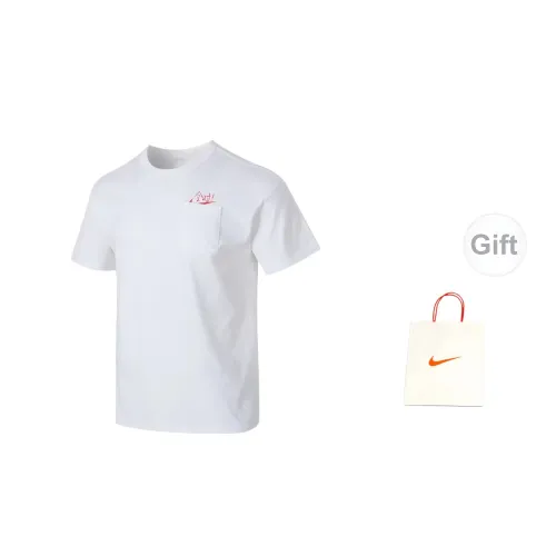 Nike T-Shirts Men White Short-Sleeved With Free Shopping Bag