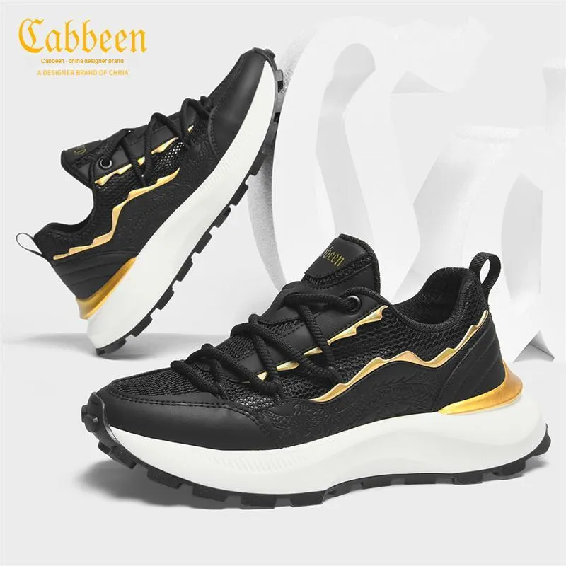 Cabbeen Low-Top Fashion Dragon Pattern Breathable Platform Athletic Shoes Men's-13