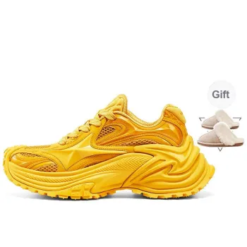 1807 x OGR Anti Slip Wear Resistant Low Top Running Shoes Unisex Four Pointed Star Yellow