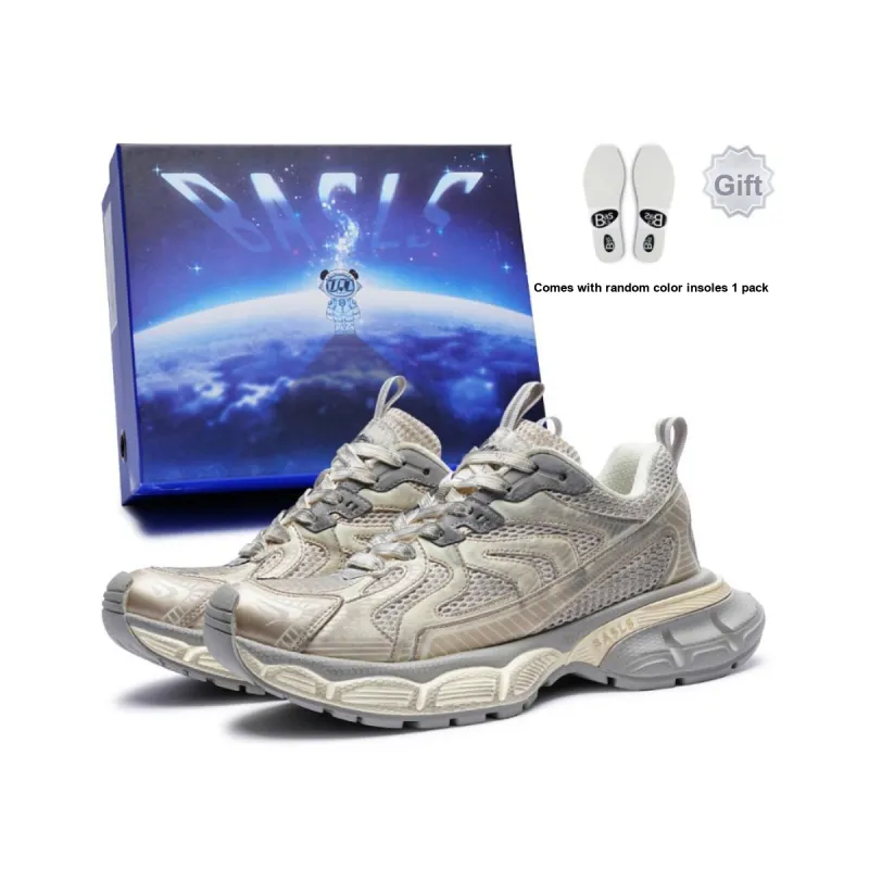 BASLS Chunky Sneakers Unisex Low Top Ecru/Blue/Black-40