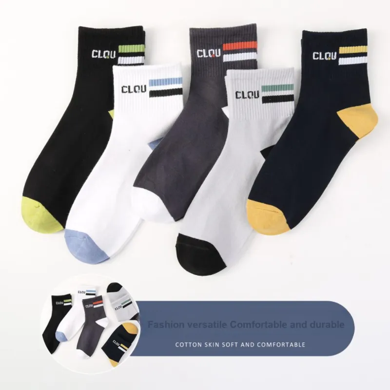 H YXIANG Mid Calf Socks Men's 5 Pack Multicolor-4