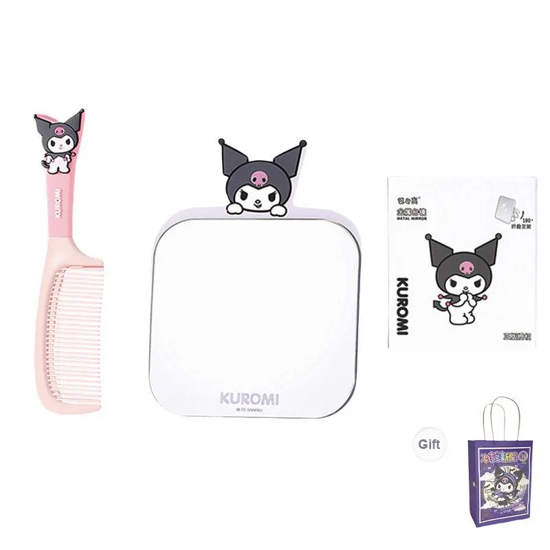 ALL SERIES x Sanrio Cartoon Iron Metal Mirror Comb Set Dormitory Essentials Dormitory Home Use Bedroom Desktop-19