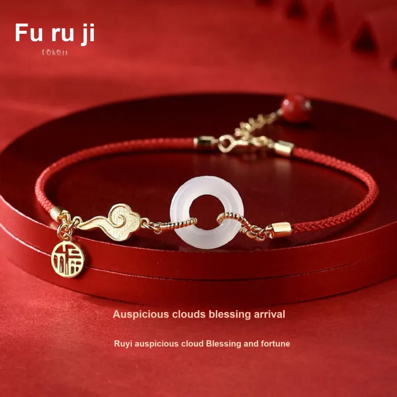 Fu Ru Ji Bracelets Pale Greenish White Jade Women's-1