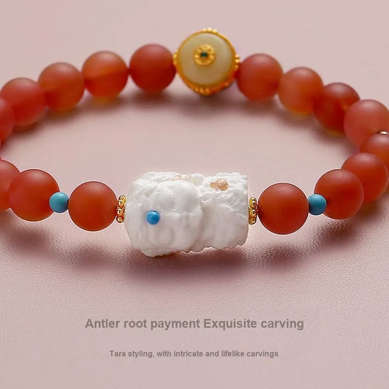 QIAOWUQIAONV Southern Red Agate Multi Gem Beaded Bracelet Women's-1