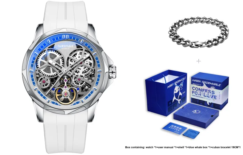 FAIRWHALE Pioneer Collection Watch Automatic Mechanical Movement Silicone Strap Watch Men's Watches Cut Out Dial-21