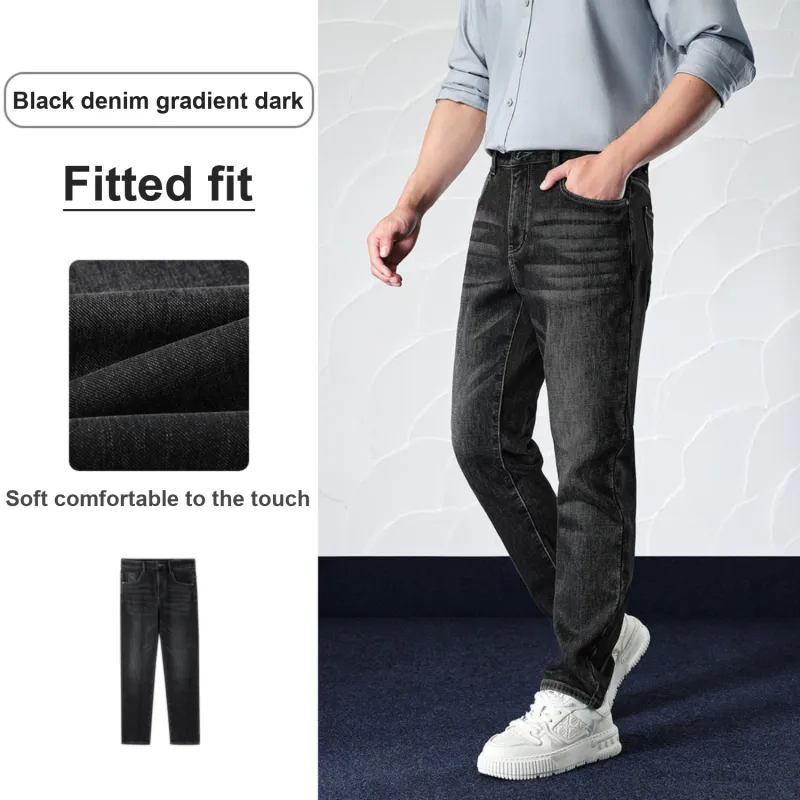 HLA Jeans Men Black Denim Gradient Dark 5G-3