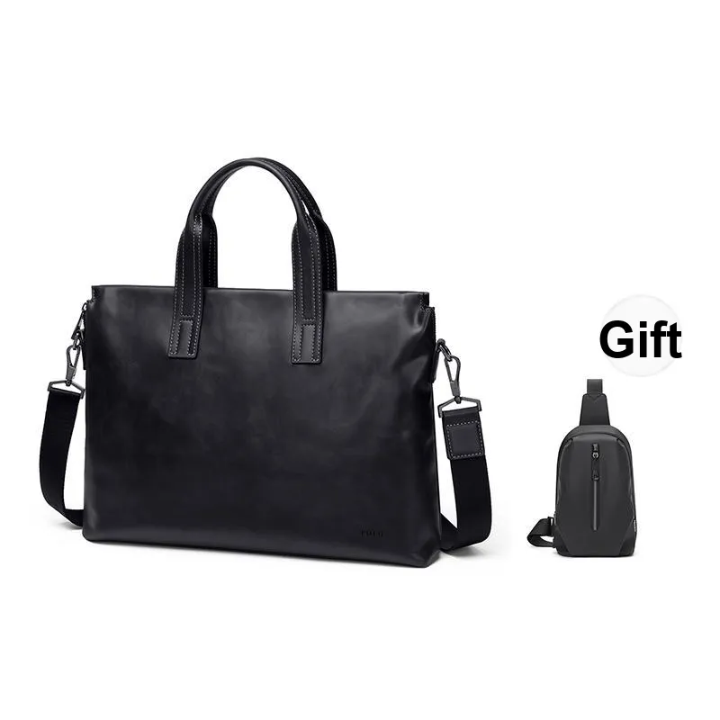 POLO Cow Leather Briefcases Large Size Men's Black Gray Color/Brown-0