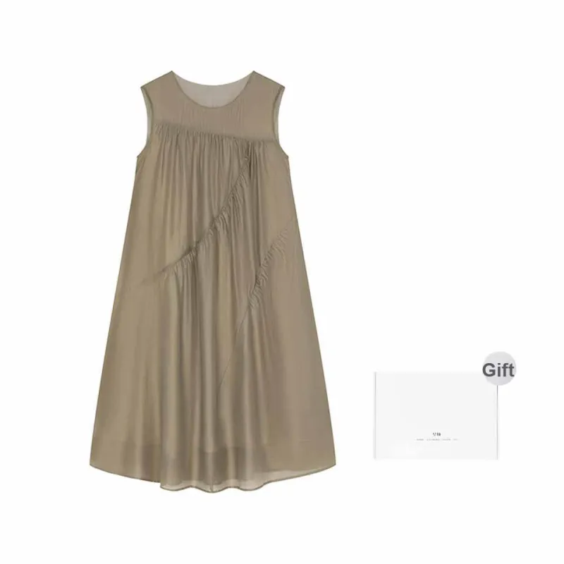 Mo Han Yi Mei Sleeveless Dress Women's Khaki-0