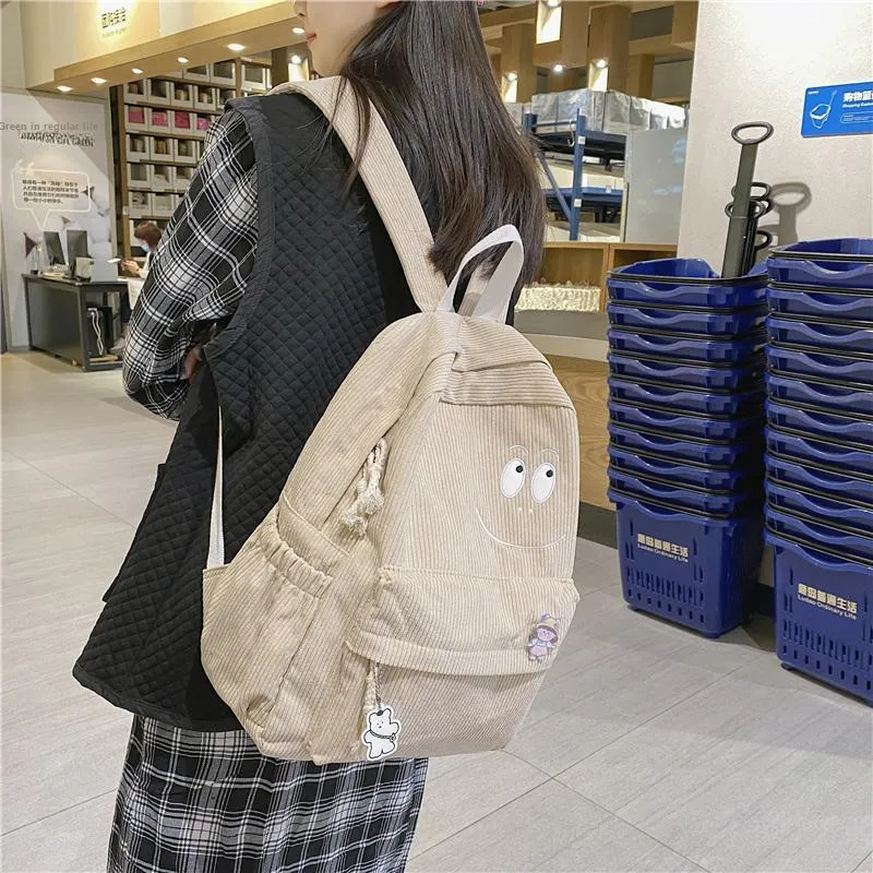 BRABOSTON Corduroy Backpack Regular Unisex Khaki/Pink/Black/Green-2