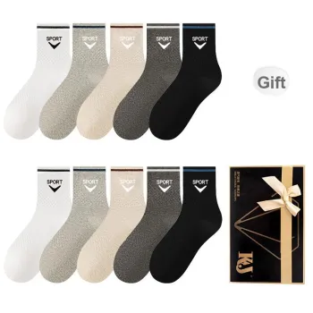 KJ Mid Calf Socks Men's Box Of 10 Packs Mixed Color
