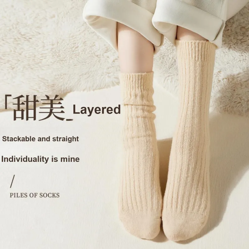 MIIOW Mid Calf Socks Women's 4 Pack Mixed Color-4