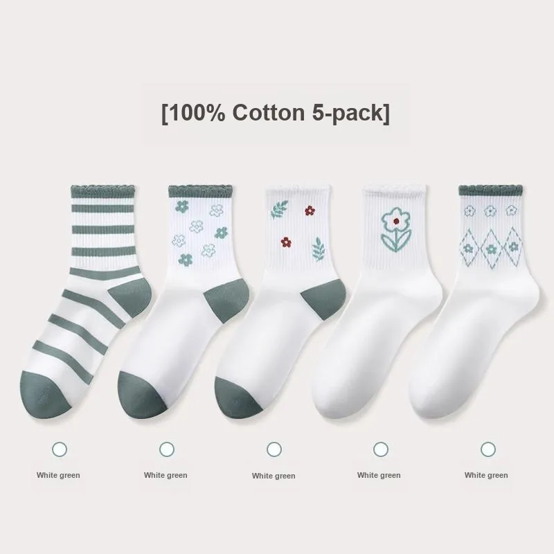 H YXIANG Mid Calf Socks Unisex 4 Pack Mixed Color-1