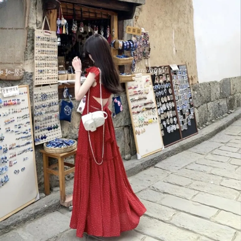 POPO.INFO Slip Dresses Women's Red-4