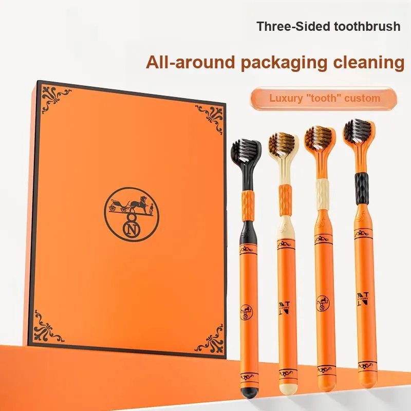 BANNER Luxe Advanced Triple-Layer Soft Velvet Toothbrushes Antibacterial Gum Protection Cleaning Tongue Gift Box Set-4