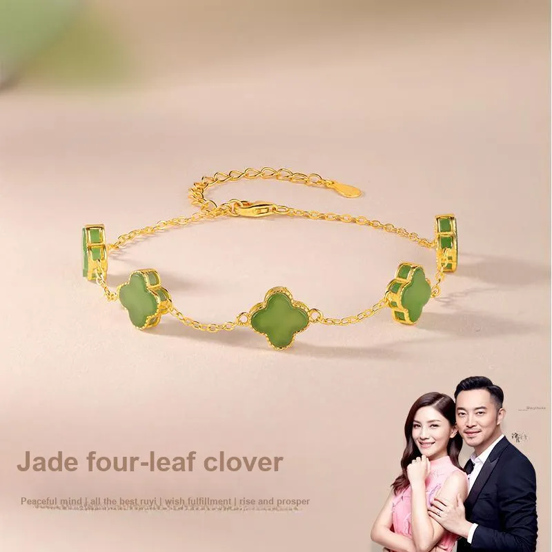 JINLIUFUJIXIANG Bracelets Pale Greenish White Jade Women's-8