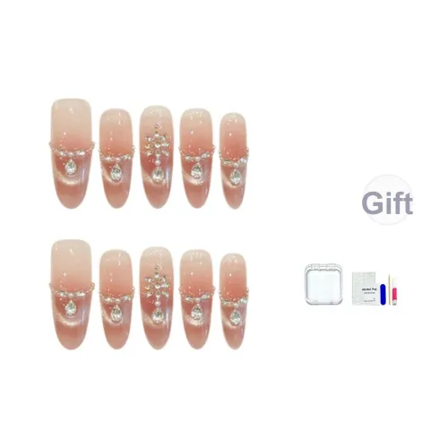 JINGCHANXUE [Лунная Богиня' Слёза]PURE Lust Ромб False Nail Овал Персик Градиентный Кошачий глаз 16мм