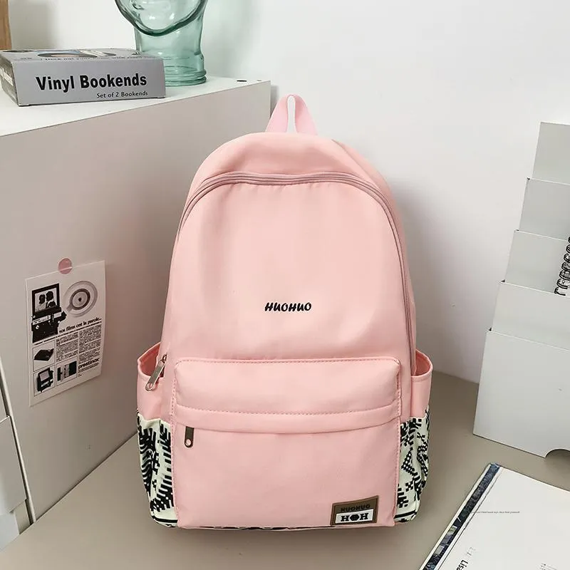Yalu Nylon Backpack Unisex White/Gray/Black/Pink/Coffee/Green-23