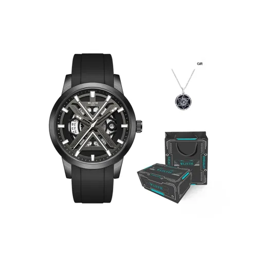 WLISTH Кварцевый механизм силиконовый ремешок мужские часы черный циферблат